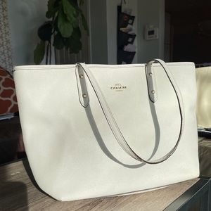 Coach White Leather Tote